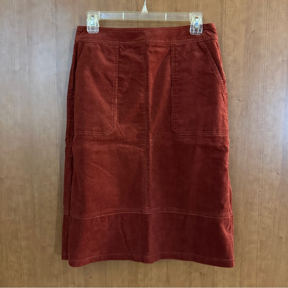 Boden Terracotta Corduroy Midi Skirt